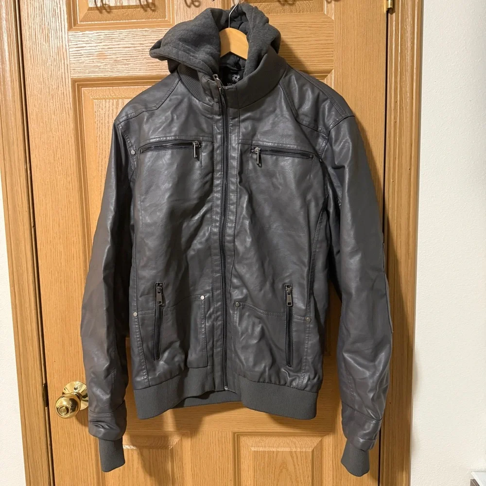 Men's Charcoal Hooded Jacket - Picture 3 of 11